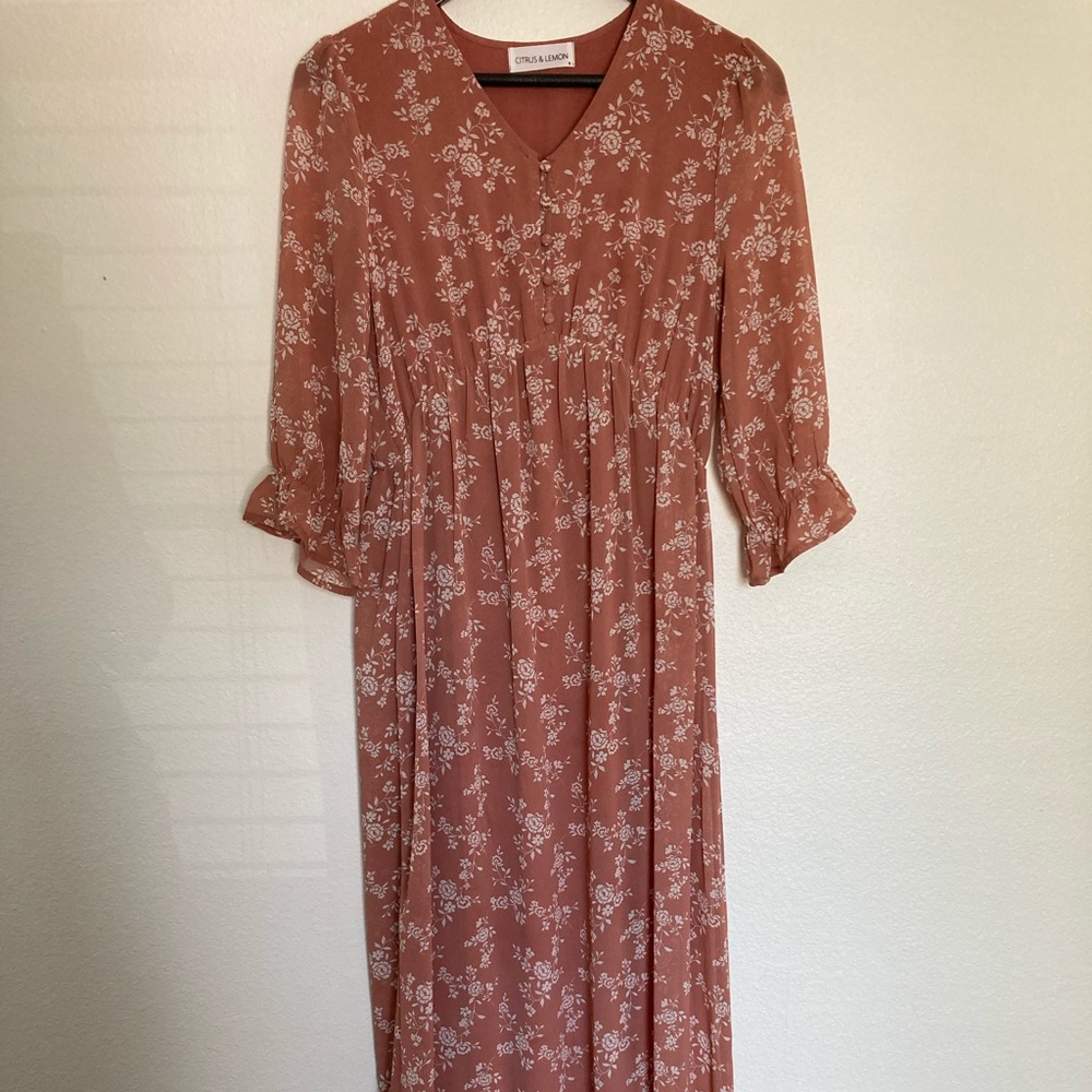 Citrus and lemon maxi dress